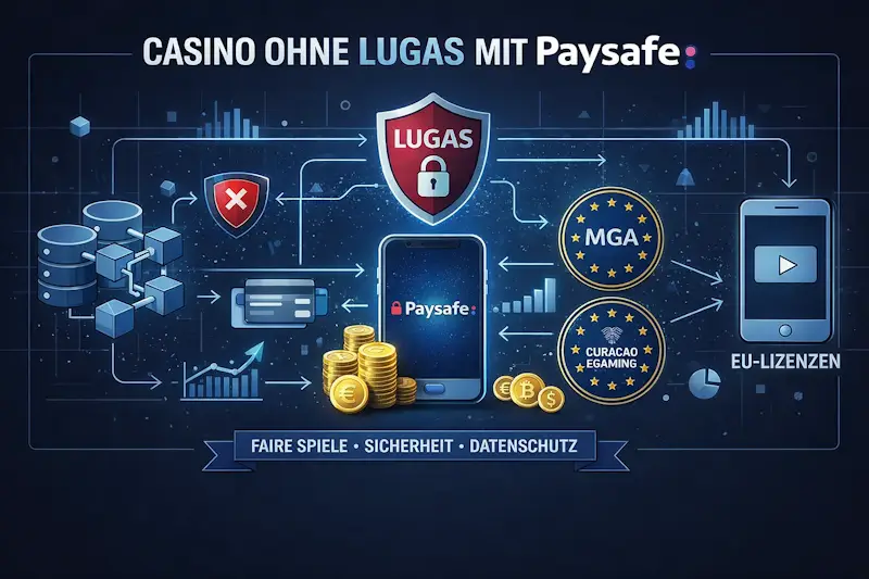 Casino ohne LUGAS mit Paysafe: Anonym einzahlen ohne Limit